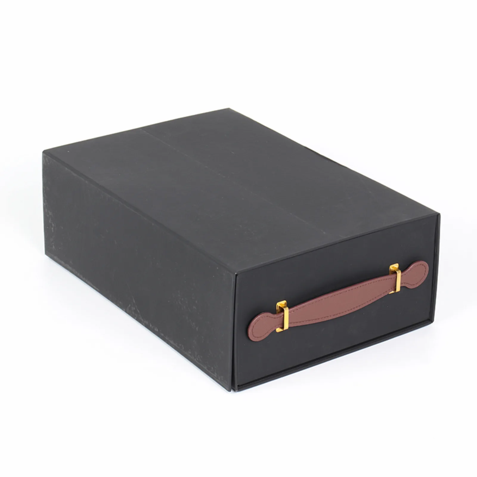 Black Double Wine Gift Box with Leather Handle 3