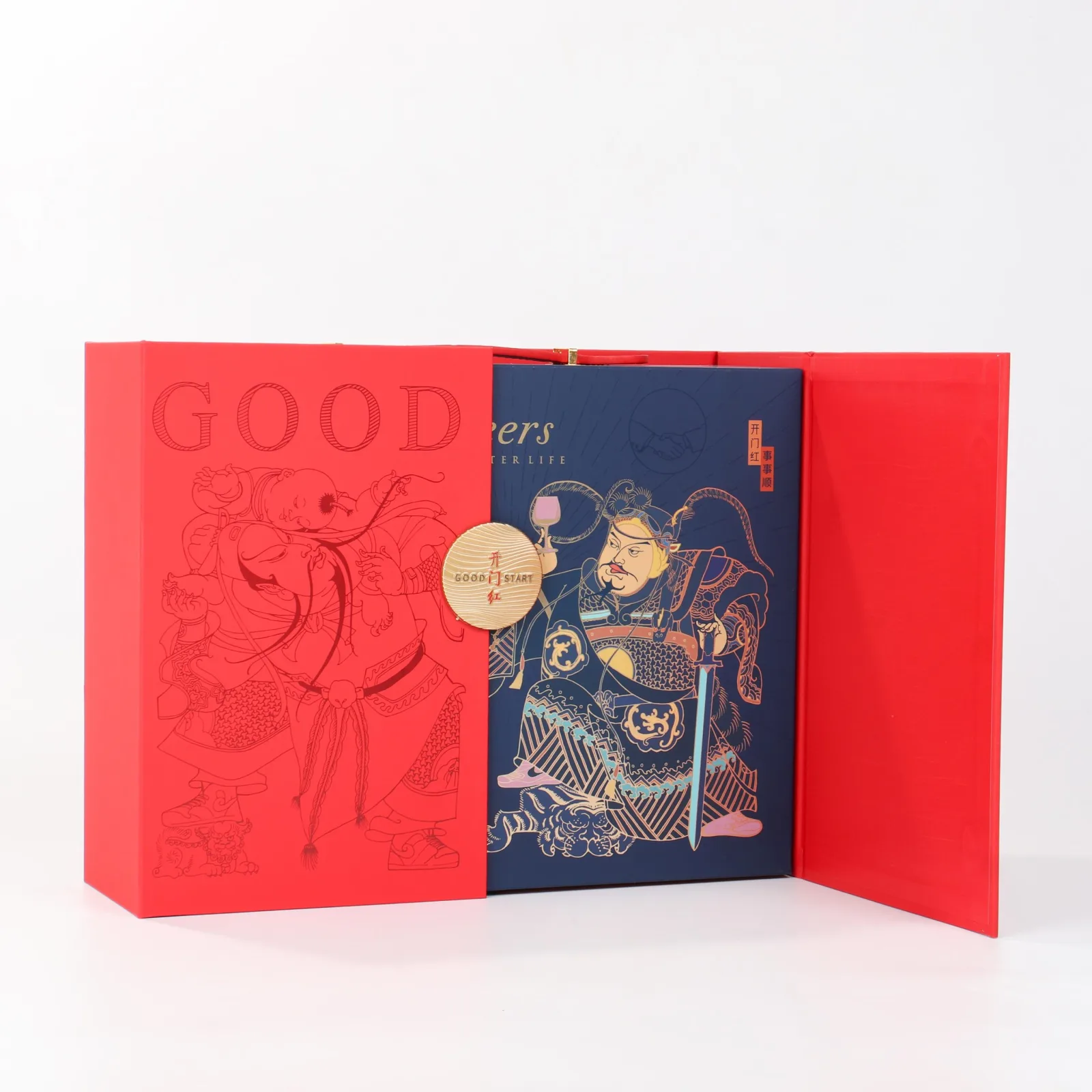 Luxury Double-Bottle Red Wine Gift Box for New Year