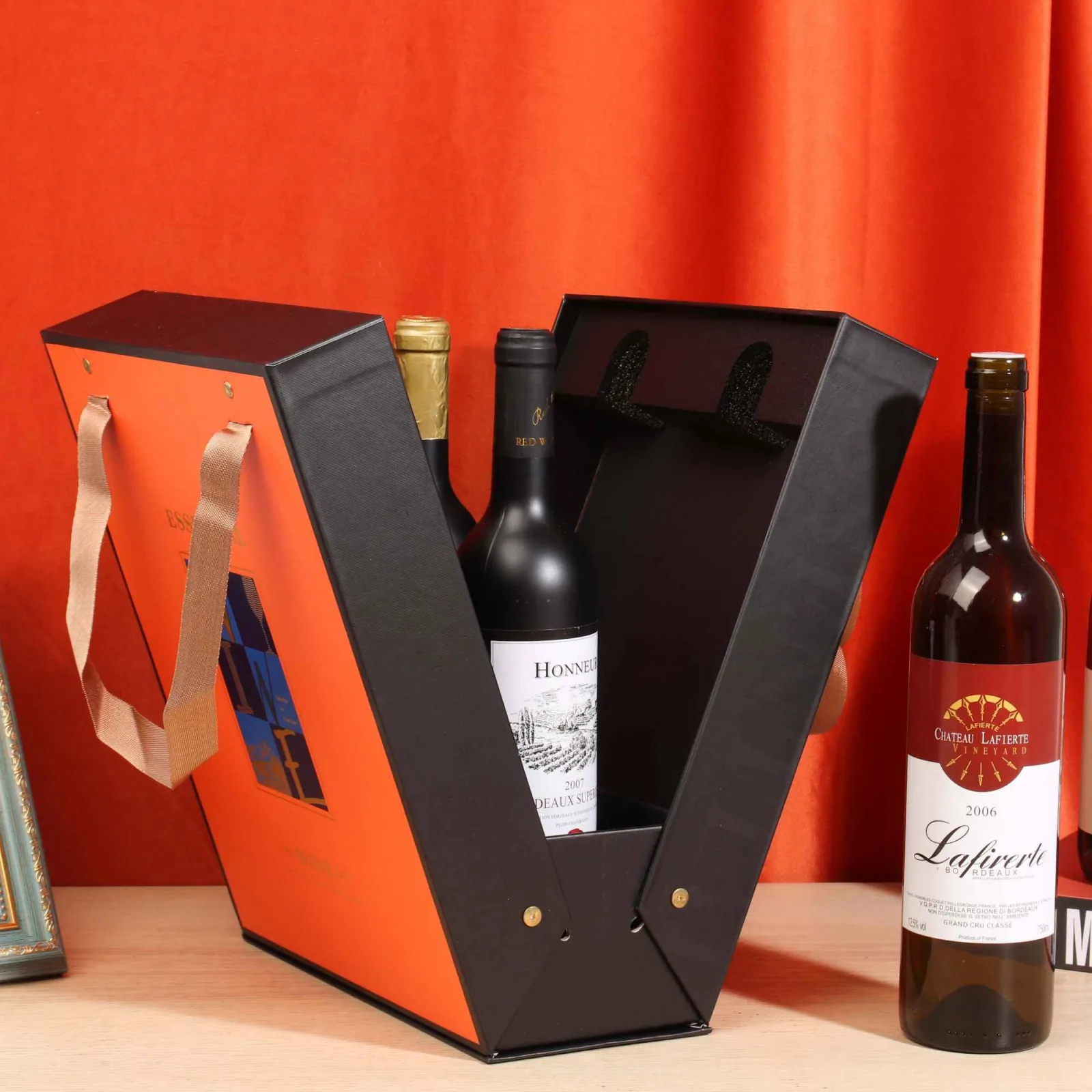 Luxury Double-Door Rigid Wine Gift Box for Two Bottles 2