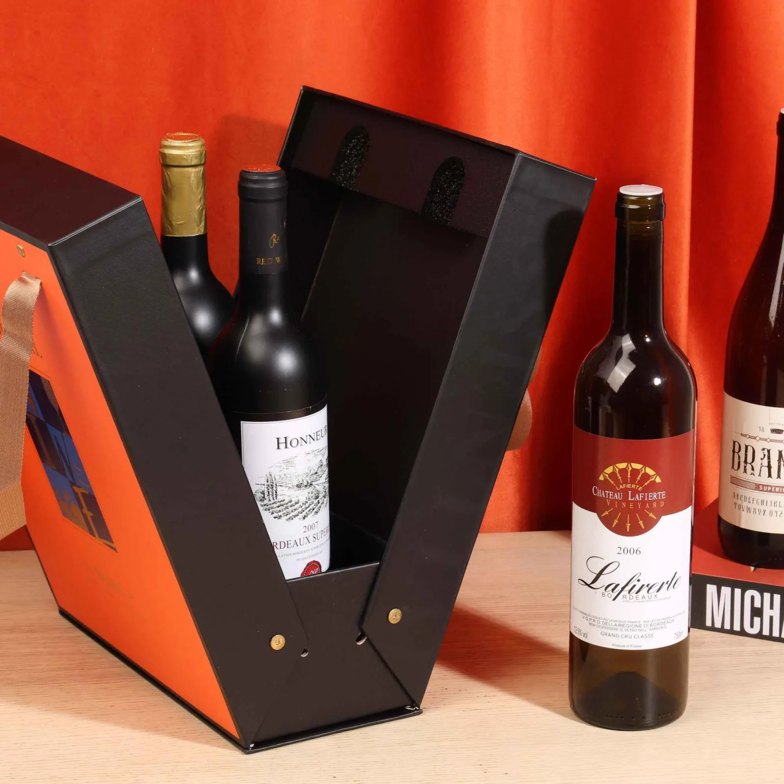 Luxury Double-Door Rigid Wine Gift Box for Two Bottles 3