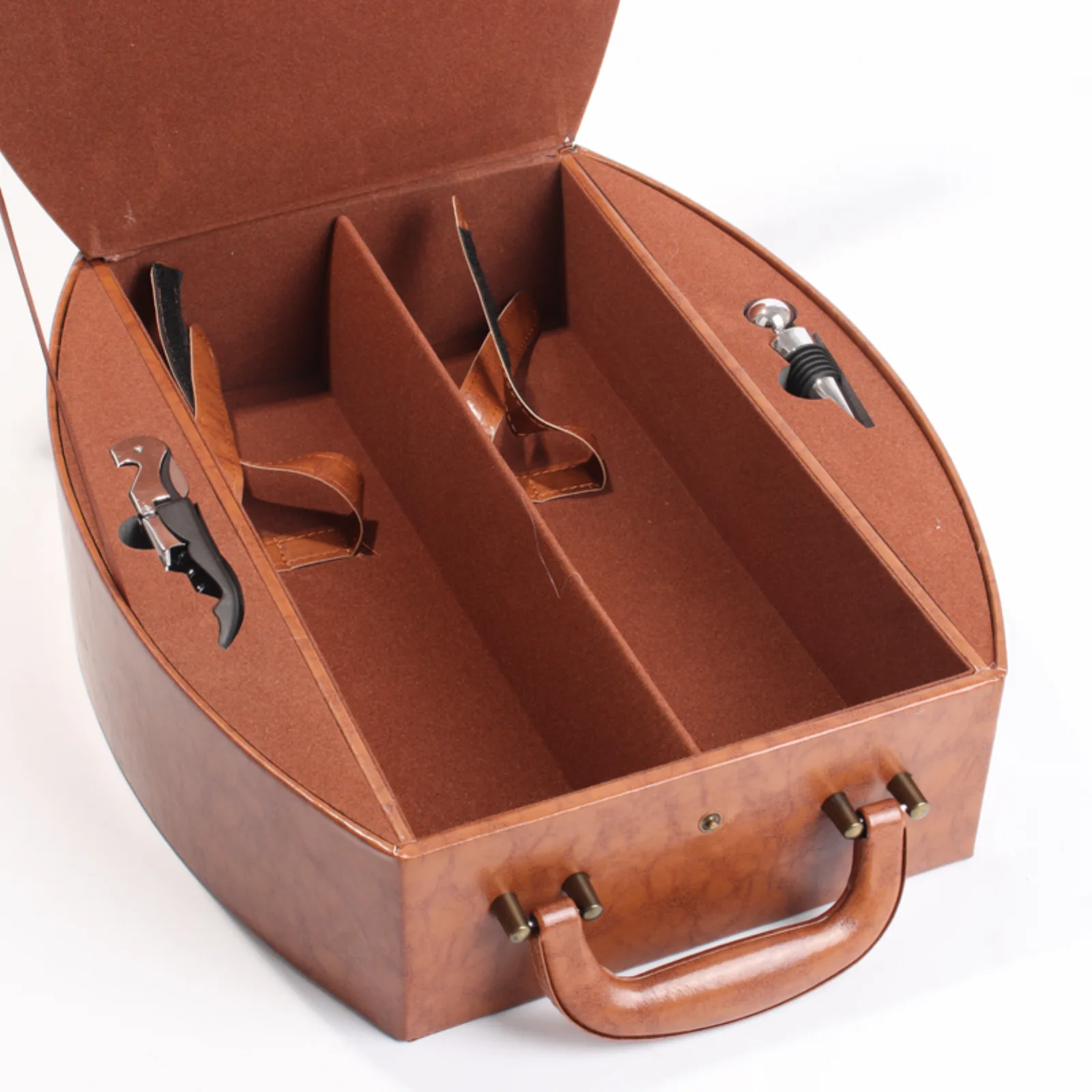 Faux Wood & Leather Double Wine Gift Box 2