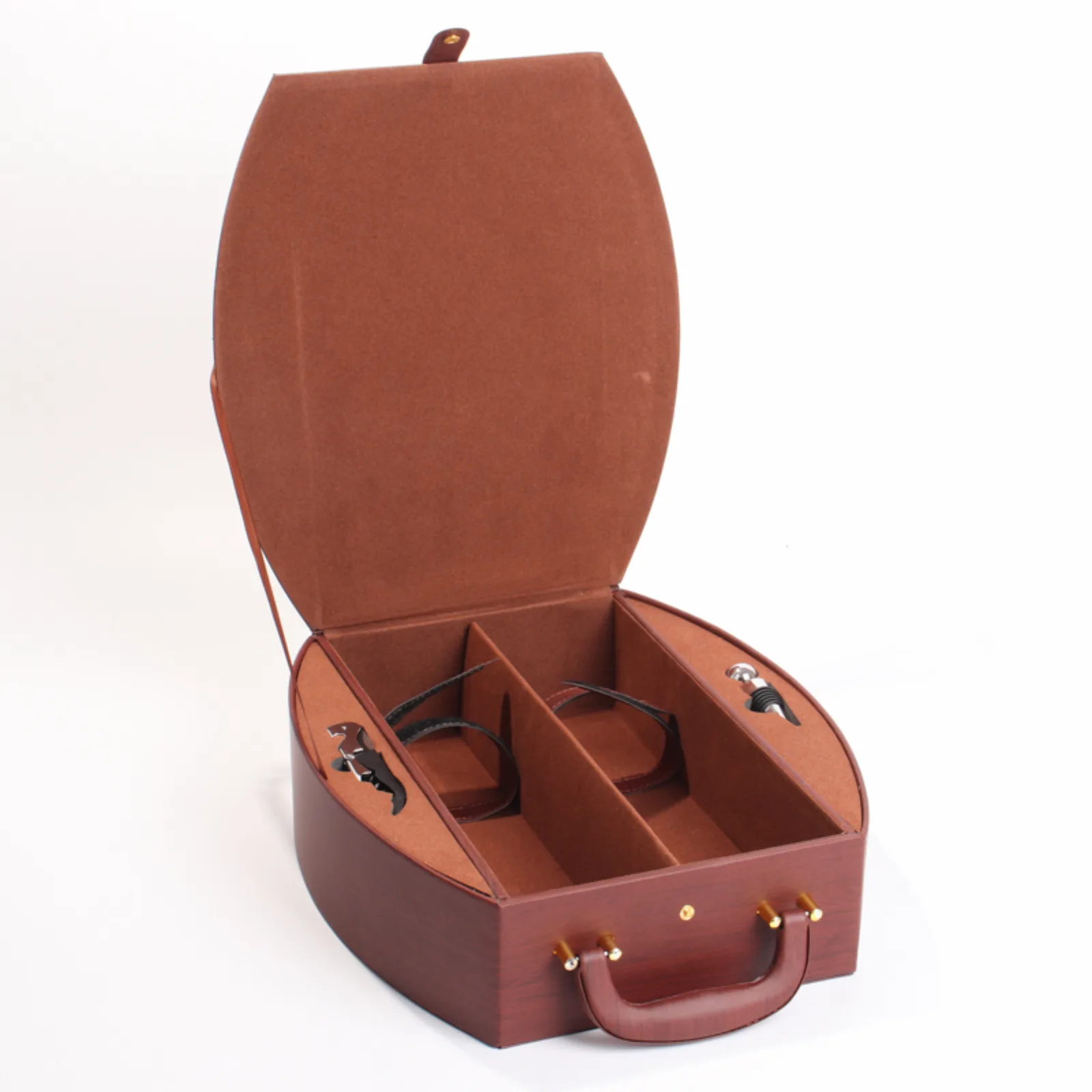 Faux Wood & Leather Double Wine Gift Box 5