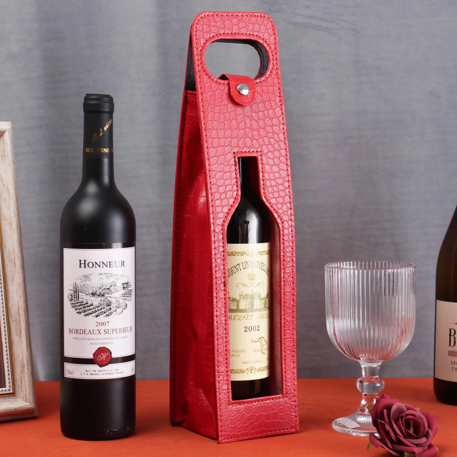 Luxury Leather Wine Gift Bag 2