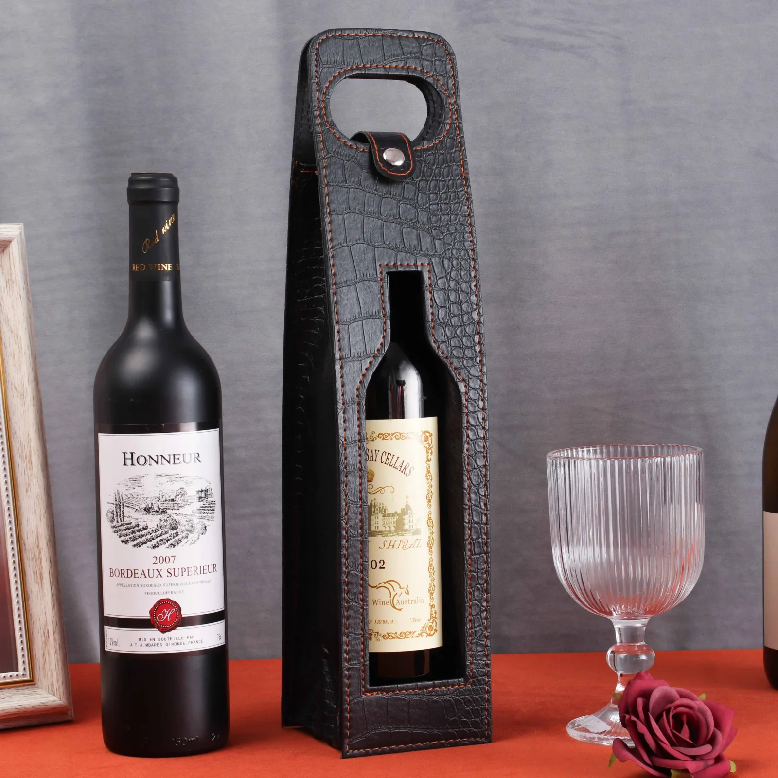 Luxury Leather Wine Gift Bag 3