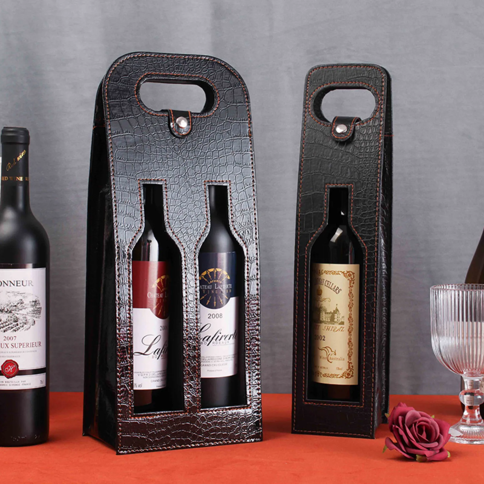 Luxury Leather Wine Gift Bag 4