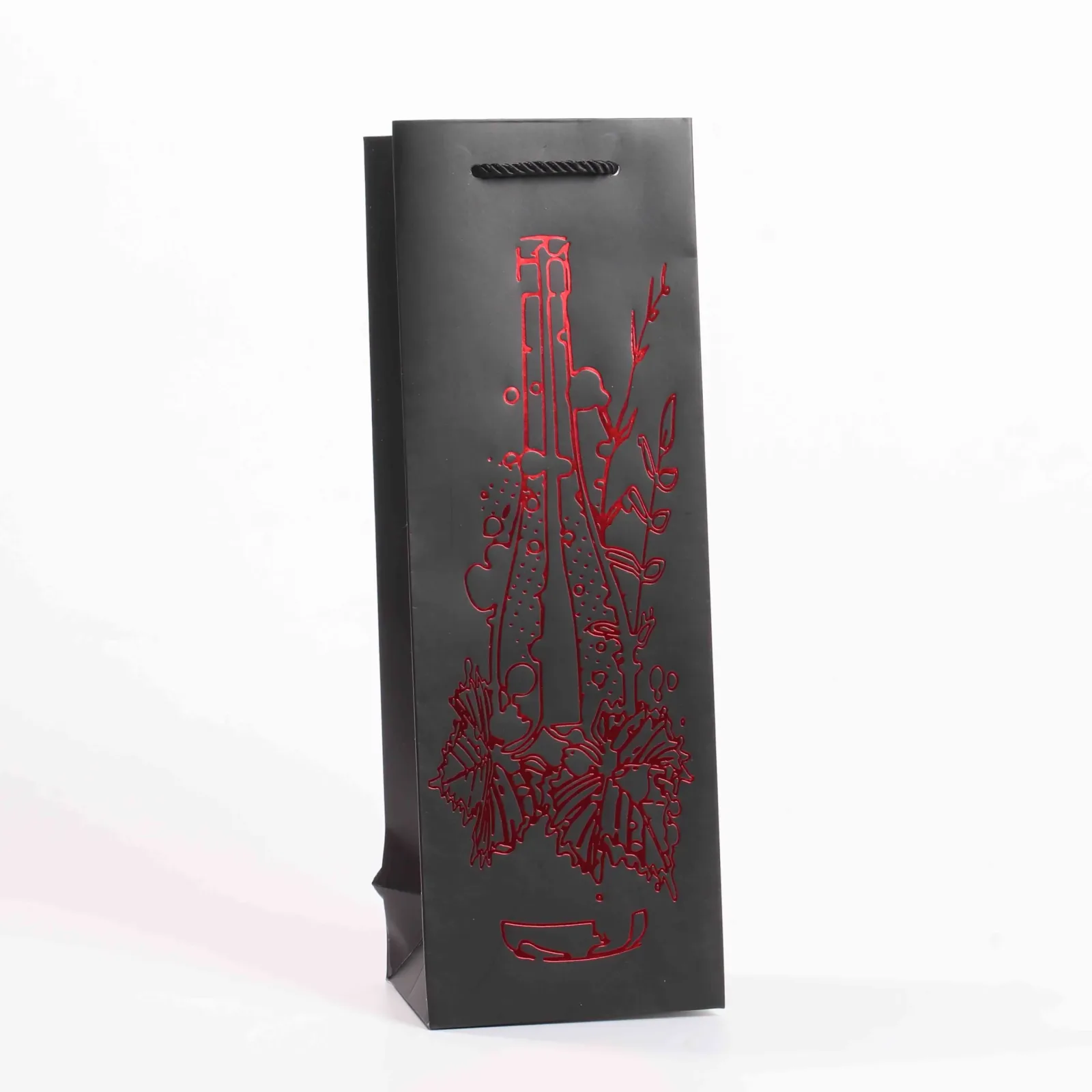 White Cardstock Wine Gift Bag with Foil Stamping and UV