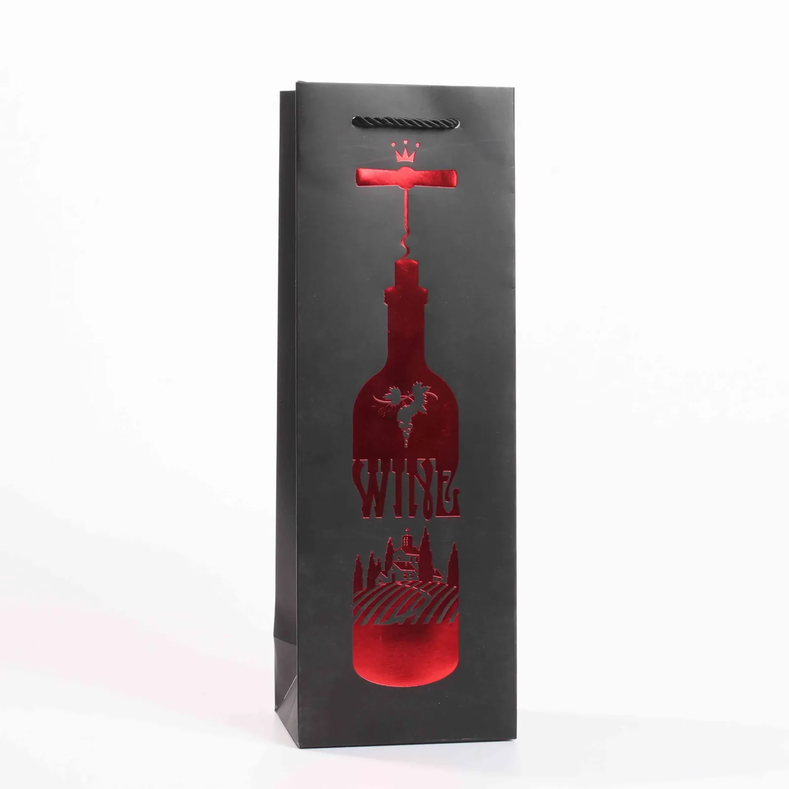 White Cardstock Wine Gift Bag with Foil Stamping and UV 2