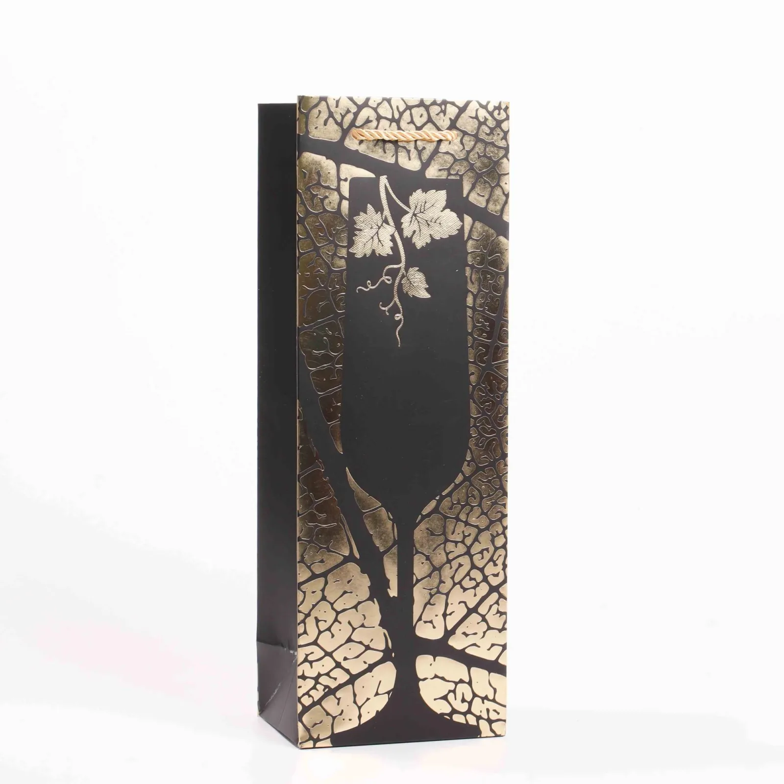 White Cardstock Wine Gift Bag with Foil Stamping and UV 5
