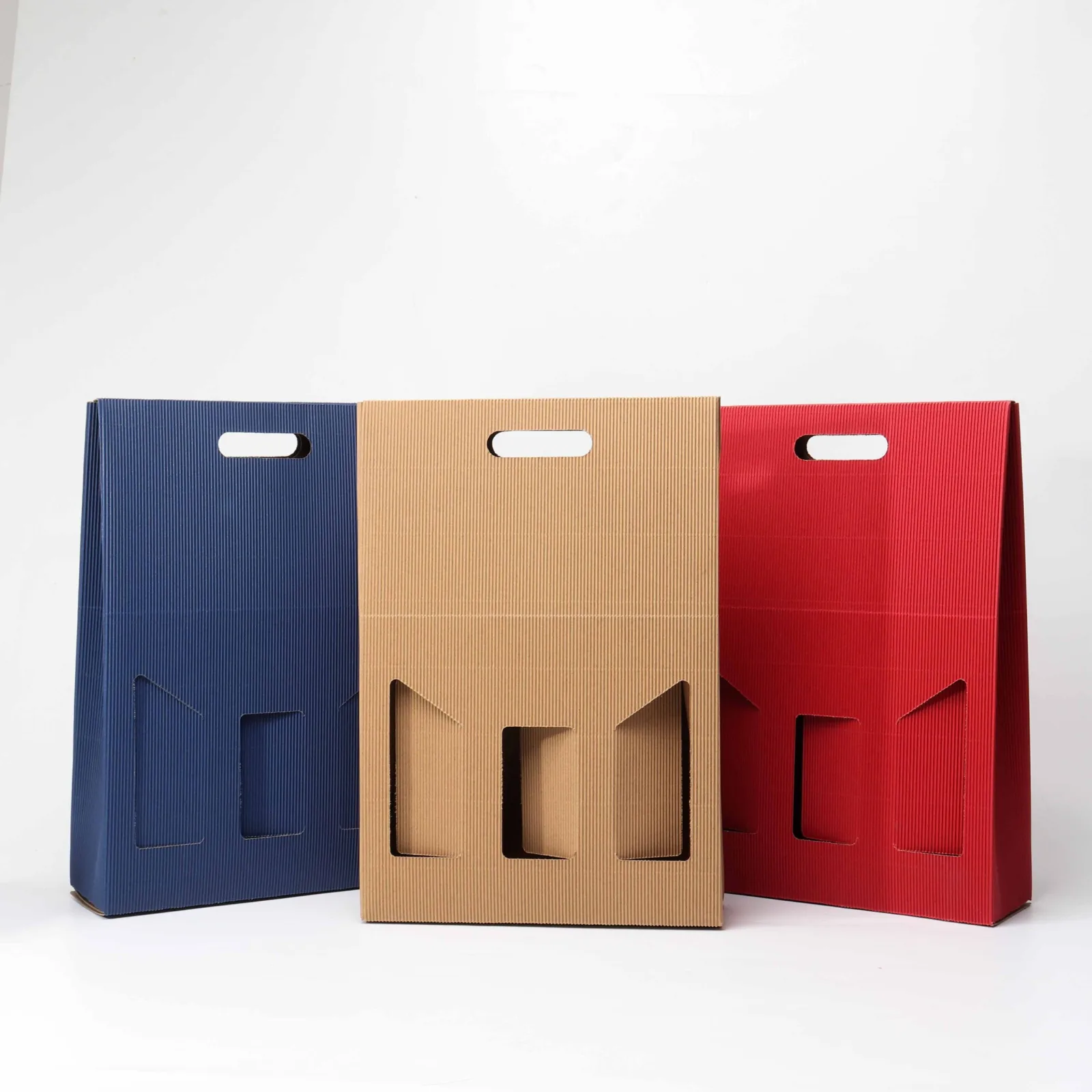 Recyclable Wine Shipping Boxes with Handle, 1-3 Bottles